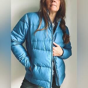 Woolrich Down Puffer Coat baby Blue Size Modern Large Vintage 90s